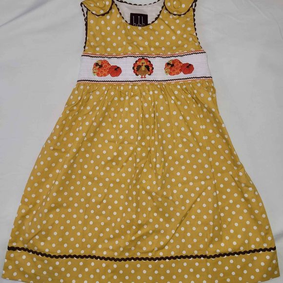 NWOT Smocked Thanksgiving Dress 5t Lil Cactus Brand - Picture 1 of 5